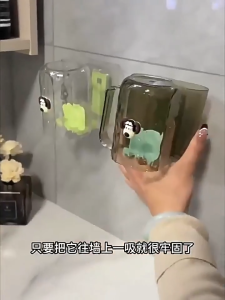 Rak Sikat Gigi Gantung Kamar Mandi Tempat Skincare Transparan Estetik Tempel Dinding Free Gelas