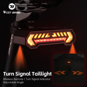 WEST BIKING Bicycle Turn Signal Taillight Wireless Remote Red/Yellow High-Visibility Bike Rear Light ABS 6 Modes Bike Taillight
