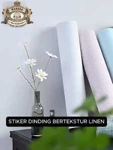 (PAKET 7 ROLL)Wallpaper Dinding Linen Roll Decorat Tekstur 3D Aesthetic dan Cantik 300CMx50CM