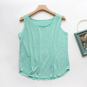 Summer Thin Cotton Bamboo Fiber Versatile Large Size Sleepwear Round Neck Pullover Base Shirt with Capri Pants Option