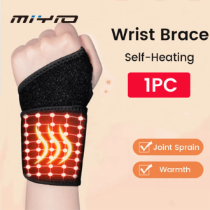 MIYIO 2PC Arthritis Brace Magnetic Therapy Self-Heating Wrist Support Brace Wrap Heated Hand Warmer Compression Pain Relief Wristband Belt