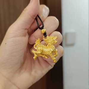Bronze Gold Plated Pendant Necklace Men Women Style 3D Ethnic Trendy New Chinese Design Unique Hanging Decoration