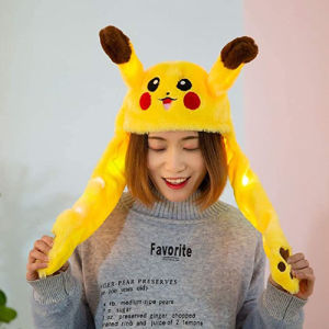 Bunny Ear Move Glowing Hat Anime Rabbit Led Light Jumping Funny Plush Ear Moving Cartoon Hat for Kids Girls Cosplay Party Cap