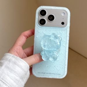 Sanrio | Korea Splashed Ink 3D Crystal Sanrio Hello Kitty Stand Shockproof Phone Case For iphone 17 16 15 14 Pro Max TPU Protective Cover