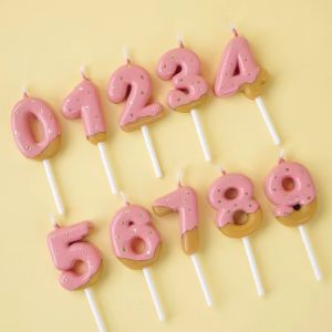 Bánh Sinh Nhật Hình Nến Số 0-9 Chocolate Pink Cartoon Retro Cho Trẻ Em Phụ Kiện Trang Trí Bánh Kem Hình Bánh Quy