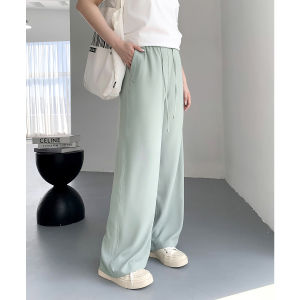 High Waist Casual Pants Womens plus Size Summer New Style Elastic Drawstring Sunscreen Cool Feeling Long Pants Floor-Length