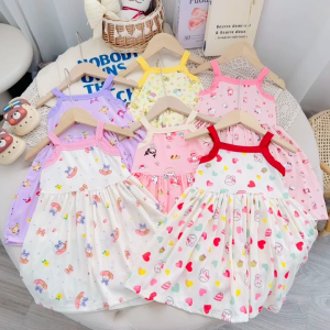 Váy Sát Nách Babydoll Bé Gái Thun Tăm Caro Dễ Thương 5-16KG