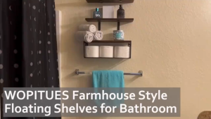 Bathroom Shelf Organizer Wall Mounted Bathroom Shelf Storage Rack Home Wooden Durable Wall Towel Rack Shower room Bathroom Shelves Rust Proof