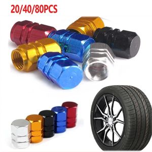 20/40/80pcs Car Tire Valve Stems Cap Knurling Style Tire Valve Cap Aluminum Tire Wheel Stem Air Valve Cap for Motorcycles Bikes
