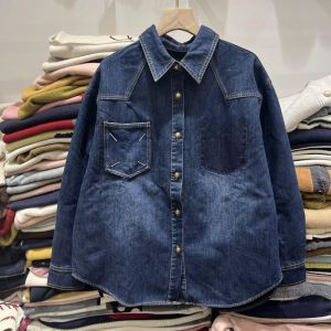 Áo Khoác Denim Lót Lông Cừu Cổ Polo Dài Tay Dáng Rộng Cho Nữ Mùa Thu Đông Áo Khoác Ngoài Ấm Áp Áo Lót Bên Trong