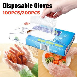 100/200Pcs Disposable Gloves Boxed Extraction Food Hygiene Plastic PE Gloves Thick and Durable Hand Mask