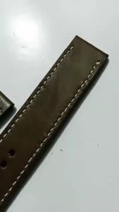 Tali Jam Kulit Sapi Asli Pullup Custom Grafir Logo Warna Army TJ10323 Garansi 1 Tahun