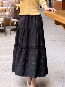 MANMI | Polka Dot Loose Black Midi Skirt