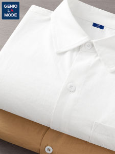 Genio Lamode Mens Long Sleeve Ice Silk Shirt American Style Spring Autumn Trendy Workwear Jacket Loose Fit Polyester Fiber