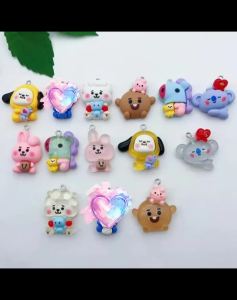 Line Friends | BT21 Hoạt Hình Đầy Màu Sắc Nhựa Móc Khóa Chó Koala Bunny Trong Suốt DIY Handmade Túi Phụ Kiện Dành Cho Người Hâm Mộ Của LINE FRIENDS
