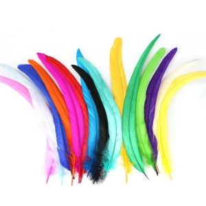 100Pcs/Lot Colorful Rooster Feathers for Crafts Clothes 30-35CM Cock Chicken Tail Feather Decor Carnival DIY Manmade Decorations