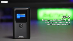 REMAX FP-7 Dinba 10000mAh PD55W+22.5W QC3.0 Powerbank Fast Charging Aluminum Alloy Color Screen 3 Ports Power Bank