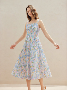 INMAN | Cotton French Floral Print Sleeveless Dress