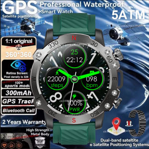 New Dual-Band GPS Military Smart Watch 5ATM Water-Resistant 300mAh Battery Compass GPS Sport SmartWatch Men For Android IOS 2025