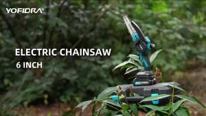 YOFIDRA 6 Inch 30000RPM Electric Chainsaw Handheld Garden Woodworking Tree Branches Cutter Power Tool For Makita Battery Pin