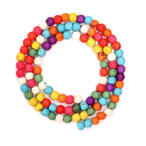 ลูกปัดเทอร์คอยส์ธรรมชาติหลากสีขนาด3-12มม. ลูกปัดหินกลมสำหรับเครื่องประดับกำไลทำ DIY เครื่องประดับสร้อยคอขายส่ง