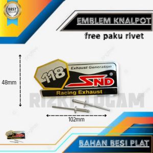 Emblem knalpot motor merek SND 118 free paku rivet