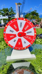 Vòng quay lì xì 2026 may mắn trúng thưởng 10 ô hot trend tết năm mới vui nhộn bằng gỗ MDF chắc chắn chống nước