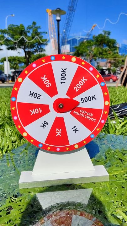 Vòng quay lì xì 2024 may mắn trúng thưởng 10 ô hot trend tết năm mới vui nhộn bằng gỗ MDF chắc chắn chống nước