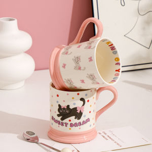 Cute Cat Ceramic Mugs Girl Heart Couple Coffee Cups Breakfast Student Children High Aesthetic Value Chinese Style Cute Design