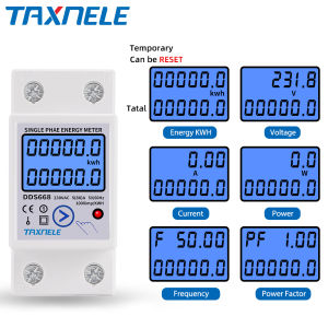 Din đường sắt kỹ thuật số một pha Reset Zero Đồng hồ đo năng lượng kWh dòng điện áp đồng hồ đo lượng tiêu thụ điện wattmeter 220V 110V AC