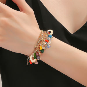 Colorful Bohemian Glass Crystal Mixed Multi-Layer Beaded Chain Bracelet Women Fashion Jewelry Hand Chain Accessory