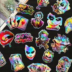 30PCS/Lot Random Joker Graphic Laser Rainbow Motorcycle Stickers Auto Car Moto Bike Scooter Helmet Fuel Tank Accessories Decals