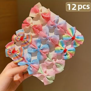 12 Pieces of Colorfulful Bow Hairpins Suitable for Girls Gifts