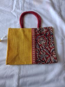 Jute Bag With Kalamkarai Print