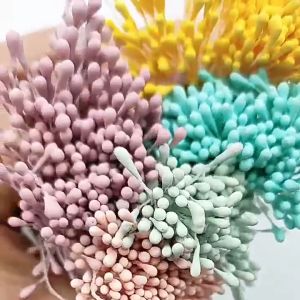 HandMadee (360pcs)หัวไม้ขีดไฟแกนดอกไม้ DIY Matte ที่ทำด้วยมือเกสรตัวผู้และวัสดุเกสรตัวผู้ชั้นดี