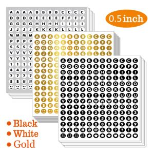 840pcs 5 Sheets 0.5 Inch Mini Round Letter Stationery Sticker Removable Number Alphabet Sticker for DIY Scrapbook Card Mug Craft