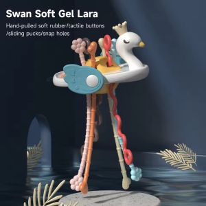 Montessori Sensory Toys for Toddlers 6-18M+ UFO Food Grade Silicone Push and Pull String Activity Toy Fidget Travel Toys