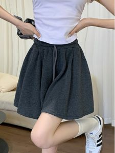 plus Size Drawstring Sports Shorts Women Summer Elastic Waist Loose Slimming Versatile A-Line Casual Wide Leg Pants Skirt