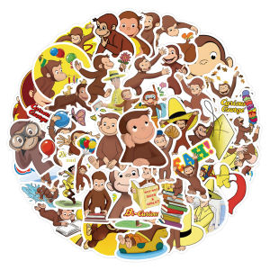 Bộ 60 Miếng Dán Graffiti Curious George Chống Nước Dùng Cho Điện Thoại Vali Bình Nước Ván Trượt Trang Trí Giấy Tổng Hợp