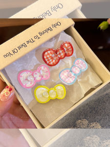 Cute Plaid Butterfly Knot Hair Clip Women Side Bangs Duckbill Clip Girl Heart New Children Hair Card Hair Accessories