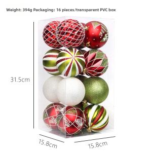 Red Green White Handpainted Irregular Shaped Christmas Decoration Set