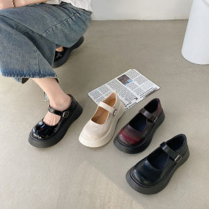 Mary Jane Flat Shoes Womens 2025 New Spring Platform Thick Bottom Big Head Shoes Retro Skirt Match Japanese Style JK Small Leather Shoes