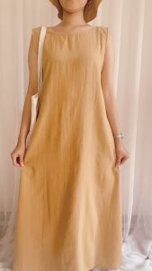 DNEMNLPH Paula Lazy Maxi Dress & Bucket Hat Set with Pocket - Korean Bangkok Long Chill Lounge Loose Casual