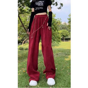 European Goods Casual Straight Pants Female 2023 Autumn and Winter New Design Sense Loose Slim Looking Loose Pants Fashion Track Pants
