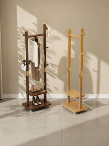 ZHUSHANXIA | Space-saving Movable Freestanding Wood Coat Stand