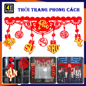 Khánh Nhung Đỏ Dài Chữ Vạn Sự Như Ý - Liễn Đỏ Trang Trí Tết - Dải Liễng Treo Tường Năm Mới - Khánh Đỏ Treo Tường Decor Nhà Cửa May Mắn Mừng Xuân Tài Lộc - Liễn Trang Trí