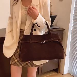 Túi Xách Nữ Cỡ Lớn Kiểu Dáng Thường Ngày Chất Liệu Giả Da Lộn Đeo Vai Có Khóa Trang Trí Lót Polyester Mềm Mại