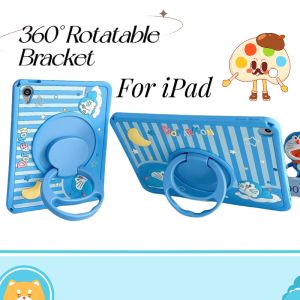เคสสำหรับไอแพดการ์ตูนโดราเอมอนน่ารักสำหรับโปร11/Air6/Air5/iPad 9.7 /iPad 10.2/iPad Mini6 iPad ผิวเคสมือถือซิลิโคนนิ่ม iPad พร้อม360 ° กรอบหมุนได้และ Tali Bahu (สีฟ้า)