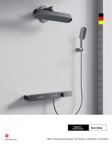 DXD | Wall-Mounted Thermostatic Rain Shower Set with Independent Buttons Storage Back Spray and Massage
