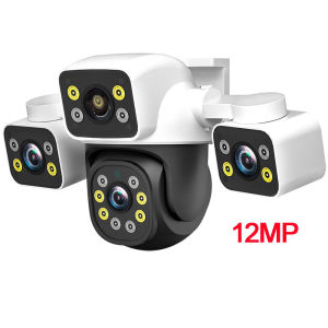 6K 12MP Three-Lens WiFi IP Camera Outdoor 8MP Dual Screen PTZ Cam Auto Tracking HD CCTV Surveillance Home Security Monitor